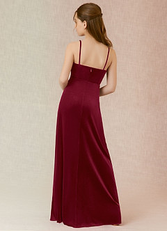 Azazie Solange Junior Burgundy A-Line Velvet Dress image2