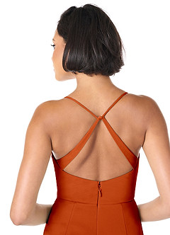 Azazie Ashana Bridesmaid Dresses Paprika Sheath Sweetheart Lace Mesh Dress image4