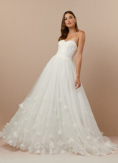 Azazie Iris Wedding Dresses Diamond White Ball-Gown Sequins Tulle Dress image3