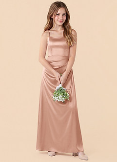 Azazie Renna Junior Robe Sirène en Satin extensible Plissée Or Rose image4