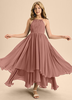 Azazie Elliora Junior Cedar Rose A-Line Pleated Chiffon Dress image5