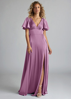 Azazie Kimber Brautjungfernkleider A-Linie Gestreift Stretch-Satin Kleid Blauregen image3