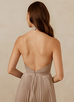 Christian Siriano Bridal for Azazie 1007 Bridesmaid Dresses Taupe A-Line Pleated Stretch Satin Dress image7