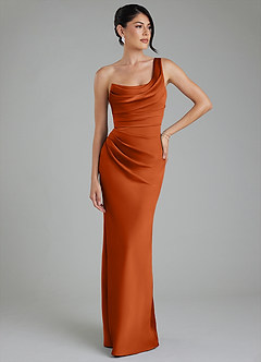 Azazie Sabrina Bridesmaid Dresses Burnt Orange Mermaid Corset Stretch Satin Dress image7