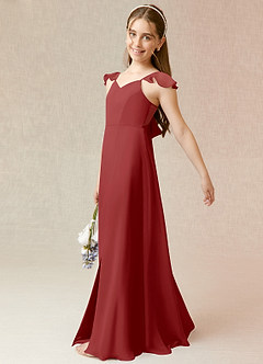 Azazie Everett Junior A-Linie Chiffon Kleid Rost image3