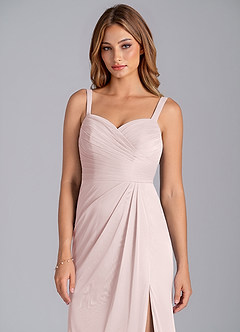 Azazie Micky Bridesmaid Dresses Blushing Pink A-Line Pleated Mesh Dress image7
