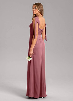 Azazie Frostine Bridesmaid Dresses Desert Rose A-Line Bow Stretch Satin Dress image6