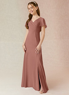 Azazie Induh Junior Cedar Rose A-Line Ruched Chiffon Dress image1