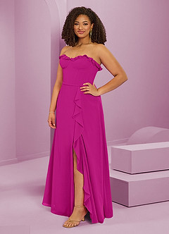 Barbie ♥ Azazie Bridesmaid Dresses Fuchsia A-Line Sweetheart Neckline Chiffon Dress image11