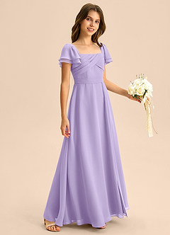 Azazie Azey Junior A-Linie Gestreift Chiffon Kleid Flieder image5