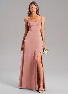 Azazie Talina Bridesmaid Dresses Rosette A-Line Stretch Satin Dress image1