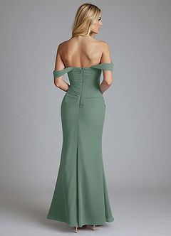 Azazie Luiza Bridesmaid Dresses Eucalyptus Mermaid Off the Shoulder Chiffon Dress image7