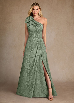 Azazie Easton Mother of the Bride Dresses Matcha Ball-Gown One Shoulder Floral Burnout Dress image1