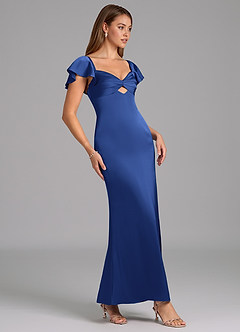Azazie Demia Bridesmaid Dresses Royal Blue Sheath Sweetheart Neckline Stretch Satin Dress image3