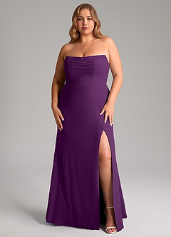 Azazie Saige Bridesmaid Dresses Grape A-Line Off the Shoulder Chiffon Convertible Dress image16