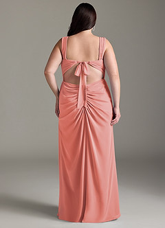 Azazie Jesaphine Bridesmaid Dresses Coral Sheath Bow Chiffon Dress image9