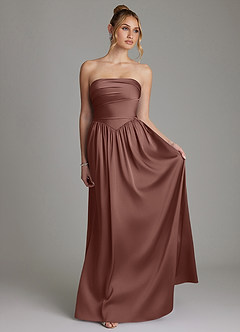 Azazie Zena Bridesmaid Dresses Espresso A-Line Strapless Stretch Satin Dress image4