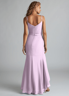 Azazie Summer Jurken voor bruidsmeisjes Jurk van Chiffon met Zeemeermin Schop cowl Frosted Lila image2