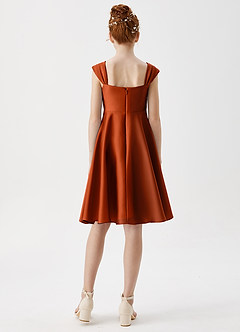 Azazie Amira Junior Paprika A-Line Pleated Stretch Satin Dress image2
