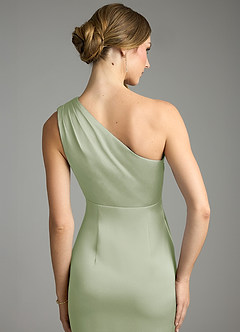 Azazie Emorie Bridesmaid Dresses Dusty Sage Sheath One Shoulder Stretch Satin Dress image5