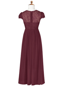 Azazie Delevingne Junior Jurk van Chiffon met A-Lijn Kant Cabernet image7