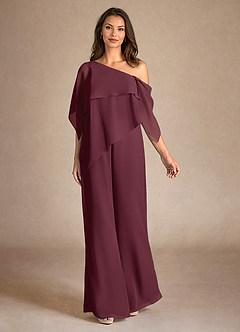 Azazie Halima Abiti per la Madre della Sposa Abito Tuta Pantaloni in Chiffon Spacco Laterale Cabernet image4