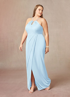 Azazie Hadid Kleider für die Brautmutter Etui Plissee Gittergewebe Kleid Himmelblau image9