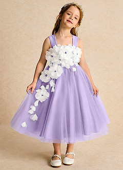 Azazie Dovey Abiti da Ragazza di Fiori Abito Principessa in Tulle Fiocco Lilla image2