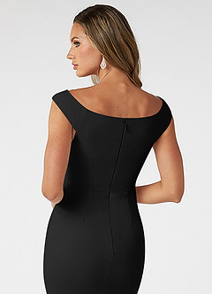 Azazie Nicolina Bridesmaid Dresses Black Mermaid Square Neckline Stretch Crepe Dress image4
