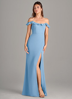 Azazie Callie Bridesmaid Dresses Powder Blue Mermaid Side Slit Chiffon Convertible Dress image7