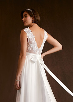 Azazie Dana Wedding Dresses A-Line Lace Chiffon Floor-Length Dress image8