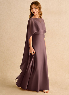 Azazie Fishie Girls Formal Flower Girl Dresses Espresso A-Line Matte Satin Dress image6