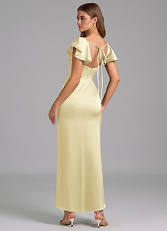 Azazie Demia Robes de demoiselle d'honneur Robe Fourreau en Satin extensible Encolure en Forme de Cœur Sorbet Citron image2