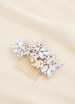 front Crystal Pearl Floral Comb