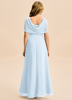 Azazie Emma Junior Robe Trapèze en Mousseline de soie Plissée Bleu Ciel image2