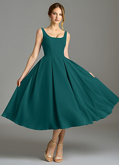 Azazie Amalie Bridesmaid Dresses Peacock A-Line Pleated Chiffon Dress image5