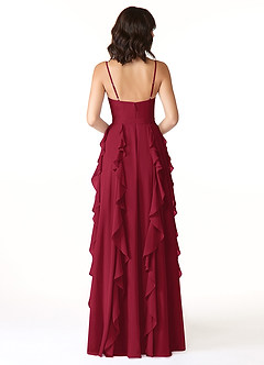 Azazie Peyton Bridesmaid Dresses Burgundy A-Line Ruched Chiffon Dress image2