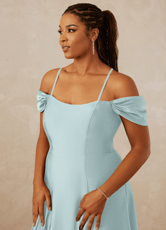 Christian Siriano Bridal for Azazie 1002 Bridesmaid Dresses Mist A-Line Off the Shoulder Stretch Satin Convertible Dress image9