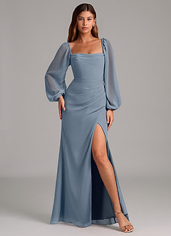 Azazie Brixley Bridesmaid Dresses Twilight Mermaid Long Sleeve Chiffon Dress image4