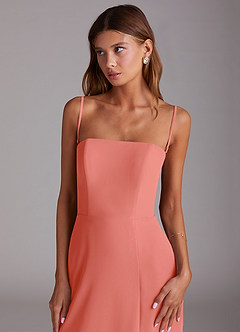 Azazie Wren Bridesmaid Dresses Salmon Pink A-Line Side Slit Chiffon Convertible Dress image6