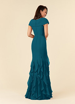 Azazie Bailora Kleider für die Brautmutter Meerjungfrau-Linie Gestreift Chiffon Kleid Tintenblau image3