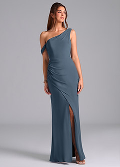 Azazie Madelyn Suknie dla druhen Syrena Jedno ramię Szyfon Do ziemi Sukienka image1