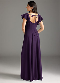 Azazie Bondi Final Sale Plum A-Line Ruched Stretch Crepe Dress image3