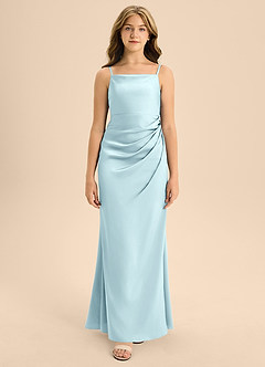 Azazie Renna Junior Linia A Pofałdowany Satyna elastyczna Długość podłogi Młodsza druhna Sukienka image6