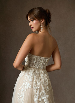 Azazie Wynery Abiti da Sposa Abito Principessa in Pizzo a Spalla Scoperta Diamante Bianco Nudo image12