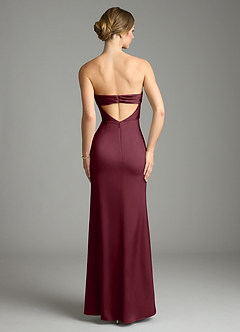 Azazie Leonis Bridesmaid Dresses Cabernet Mermaid Pleated Stretch Satin Convertible Dress image2