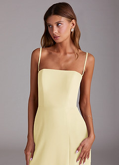 Azazie Wren Vestidos de damas de honor Vestido de Sorbete De Limón de Gasa de Corte en A Convertible con Corte Lateral image3