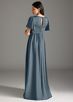 Azazie Verna Maternity Bridesmaid Dresses A-Line Ruched Stretch Satin Floor-Length Dress image2