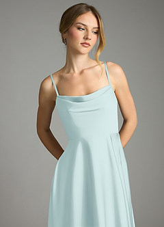 Azazie Elle Bridesmaid Dresses Mist A-Line Pleated Stretch Satin Dress image2