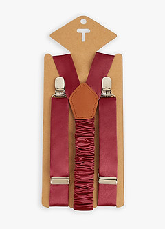 front Boy's Matching Matte Satin Bow Tie & Suspenders Set